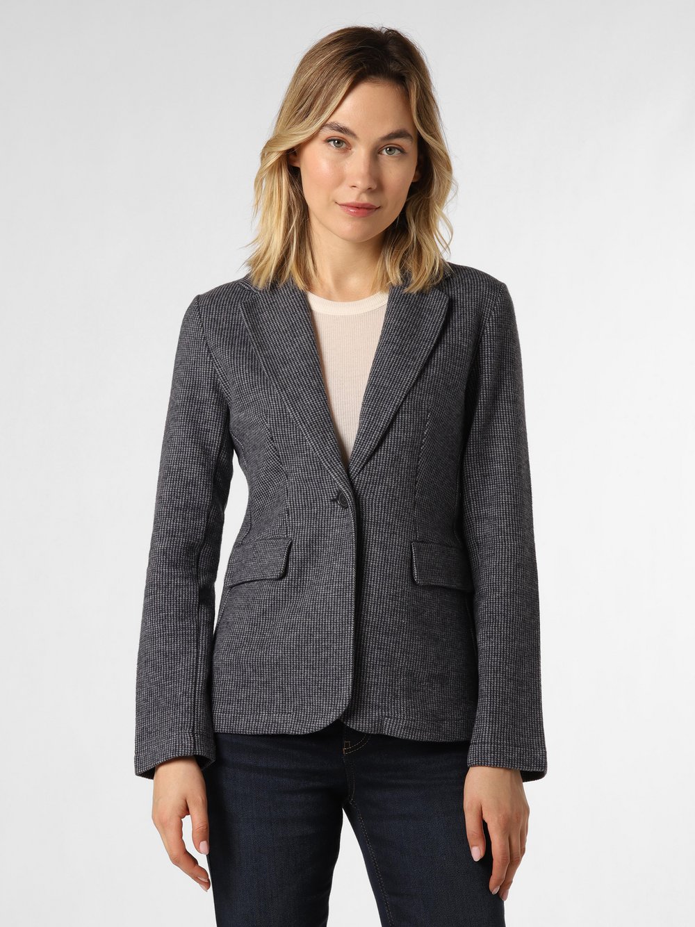 Marc O'Polo Blazer Damen Baumwolle blau gemustert, 36