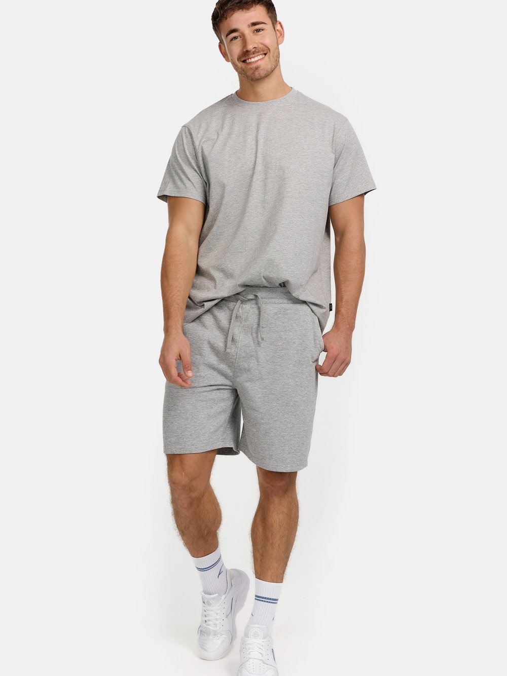 Indicode Shorts & Shirt Set Herren Baumwolle grau, S