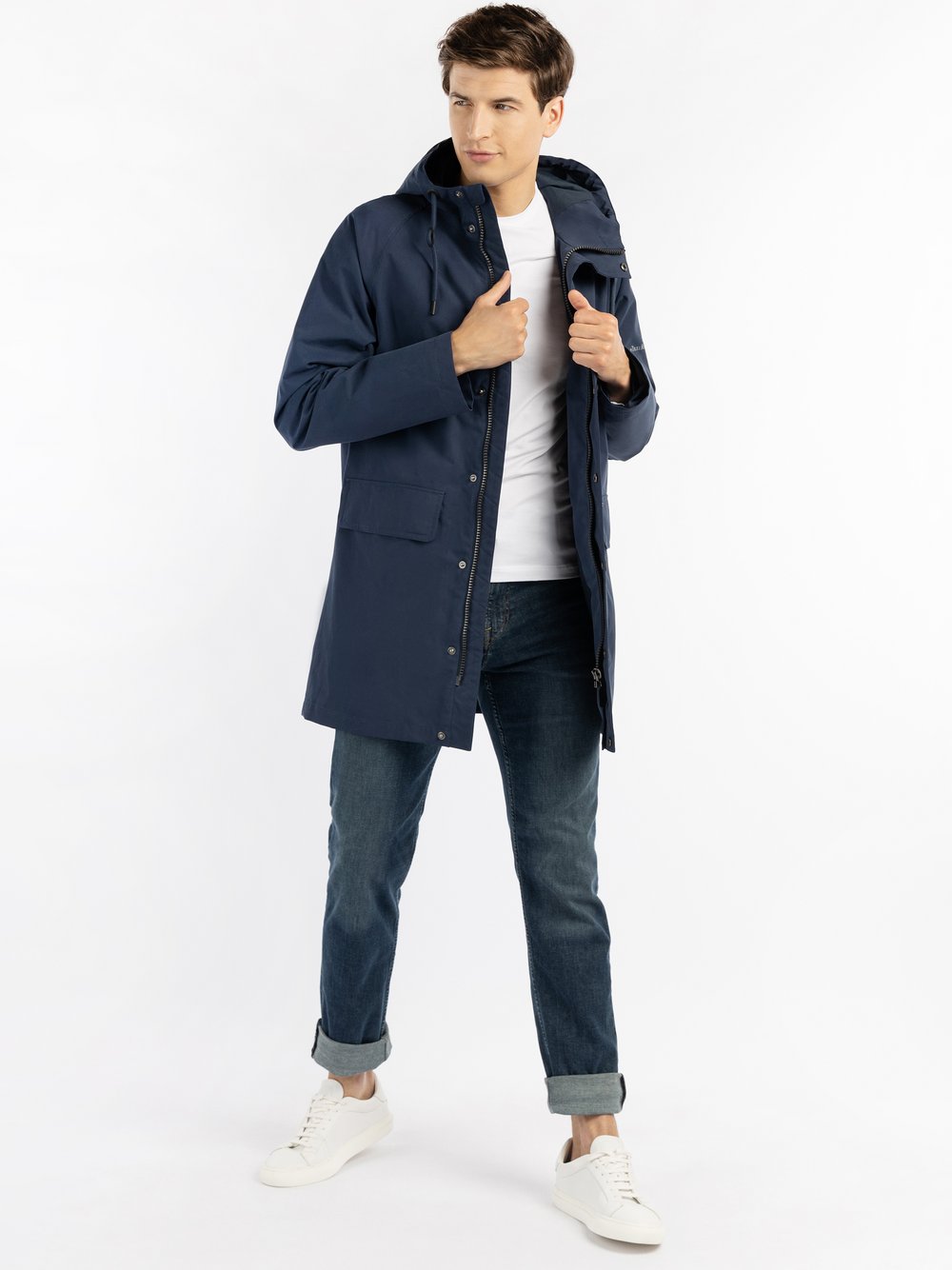 Dreimaster Regenparka Herren Baumwolle blau, L