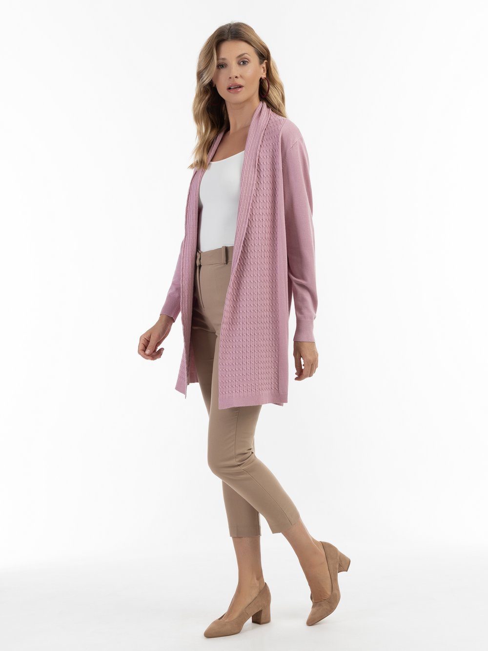 Usha Offener Cardigan Damen Polyamid rosa gemustert, M/L