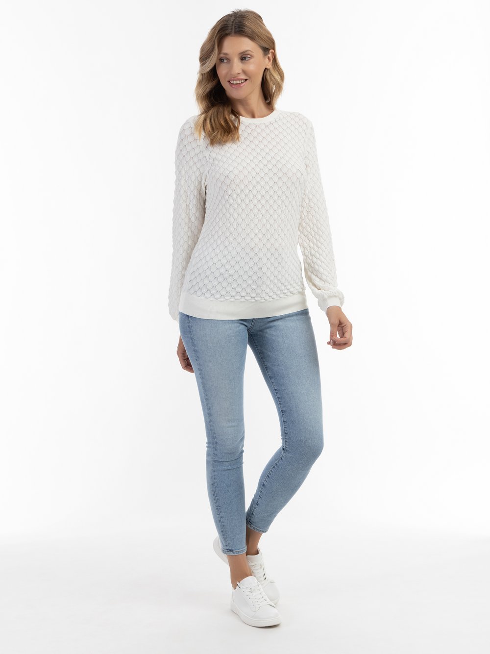 Usha Strick Pullover Damen Viskose weiß, M