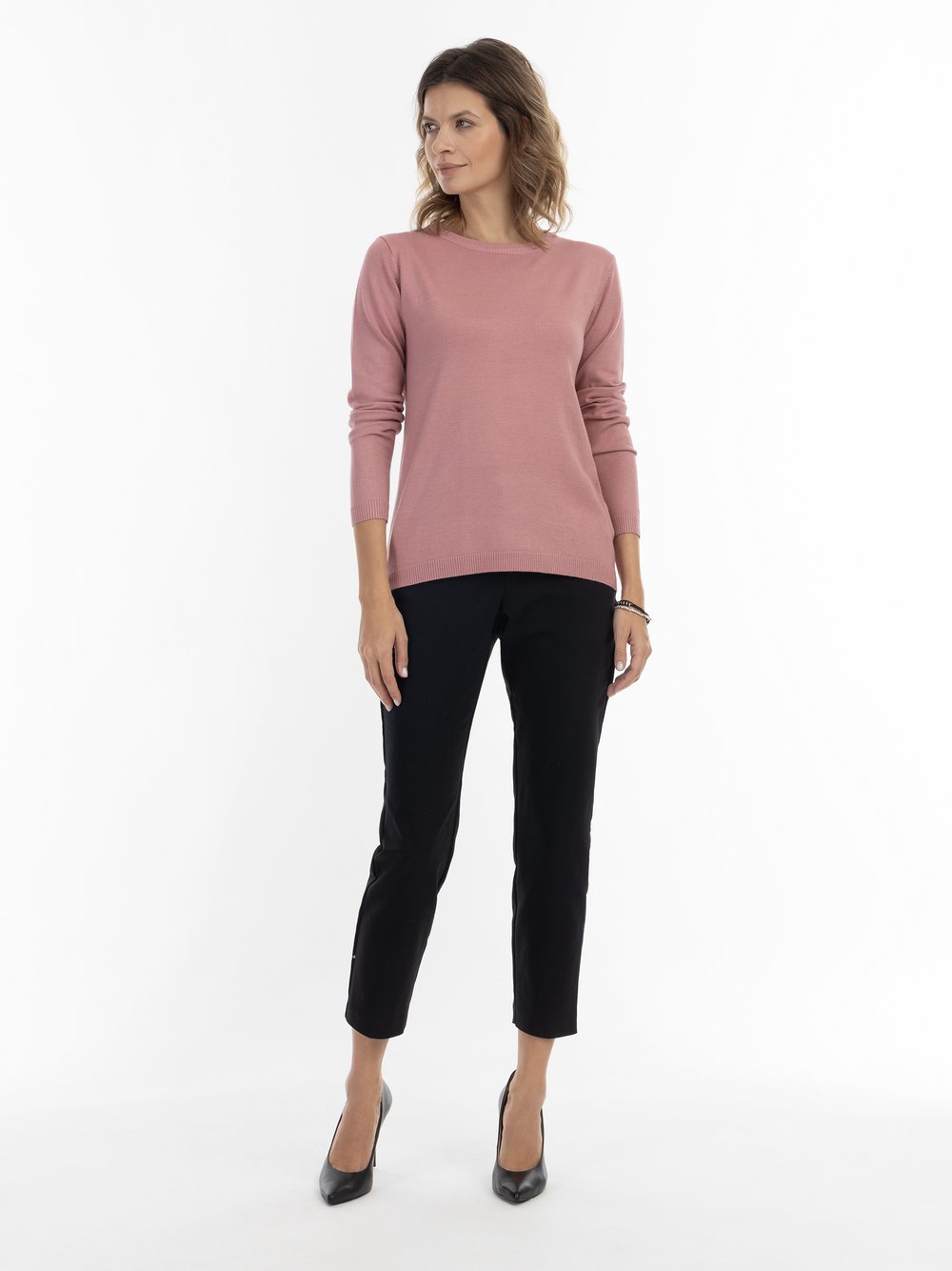 Usha Strick Pullover Damen Viskose rosa gestreift, S