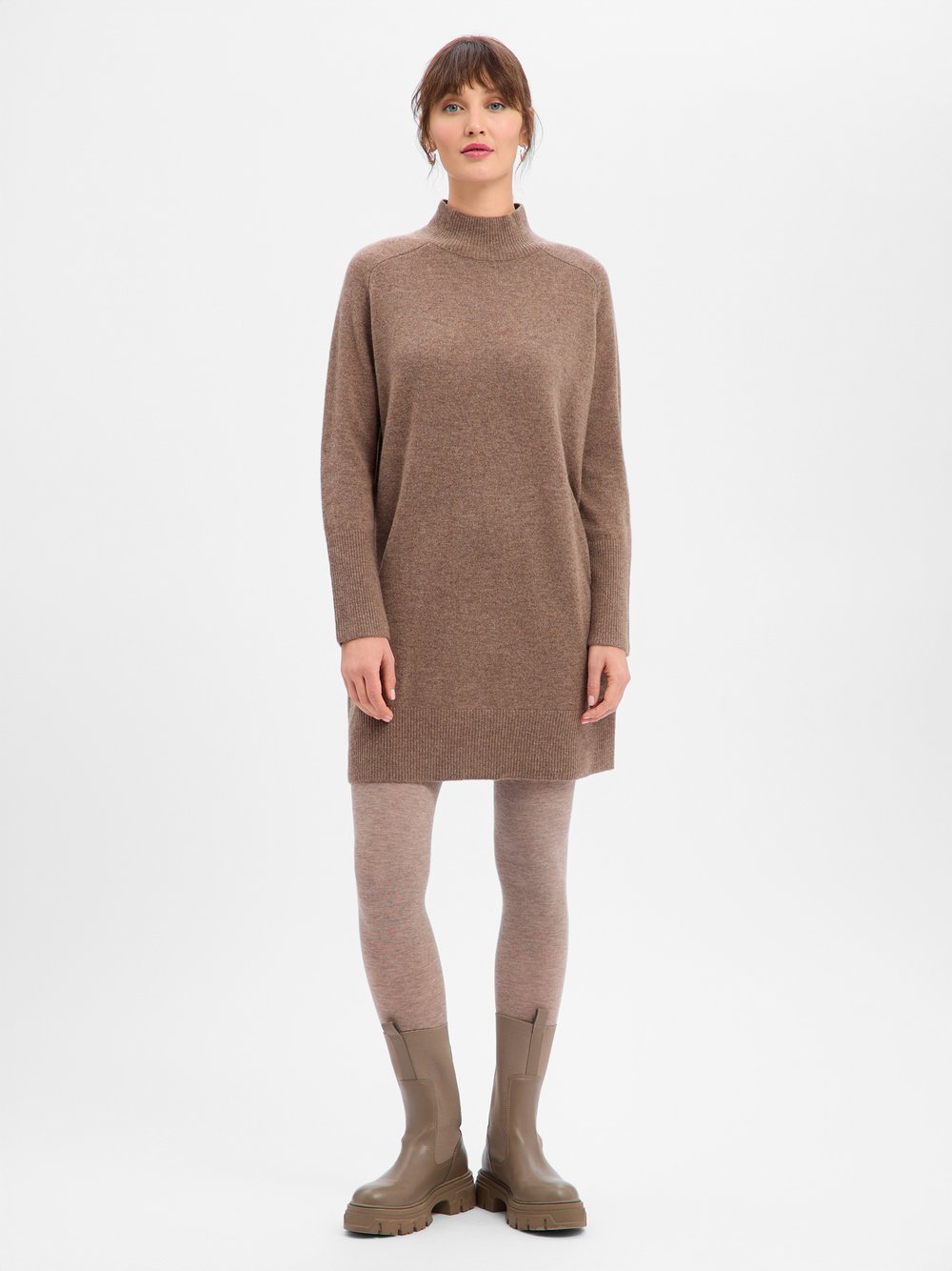 Marie Lund Kleid Damen Wolle braun meliert, S