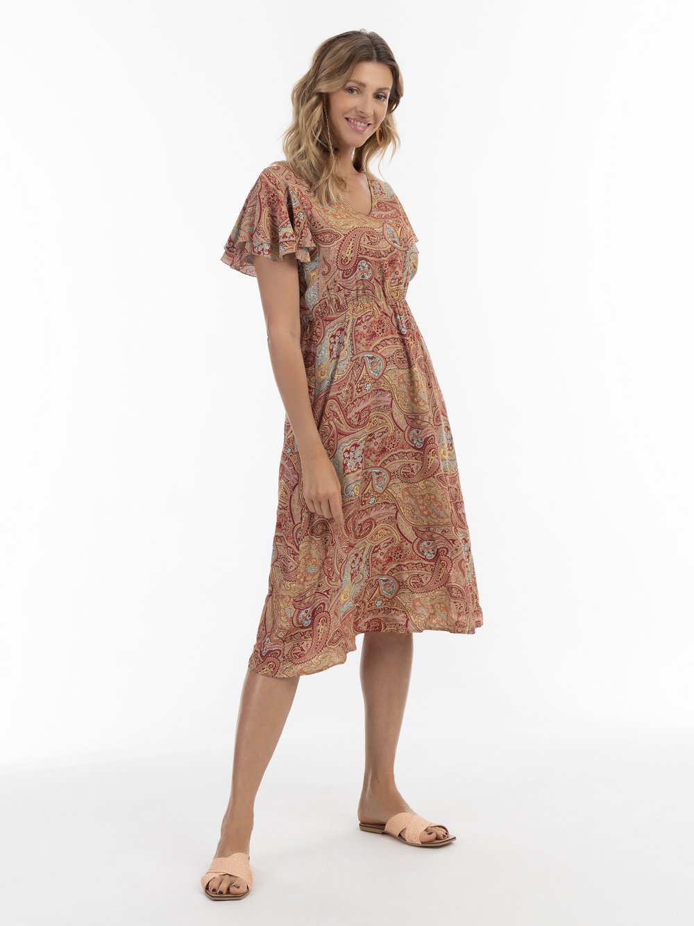 Usha Kleid mit Paisley-Print Damen Viskose mehrfarbig gemustert, L