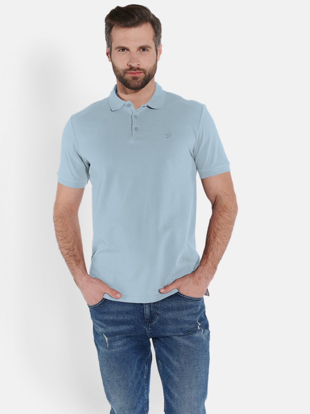 Steffen Klein Poloshirt Herren Baumwolle blau, M