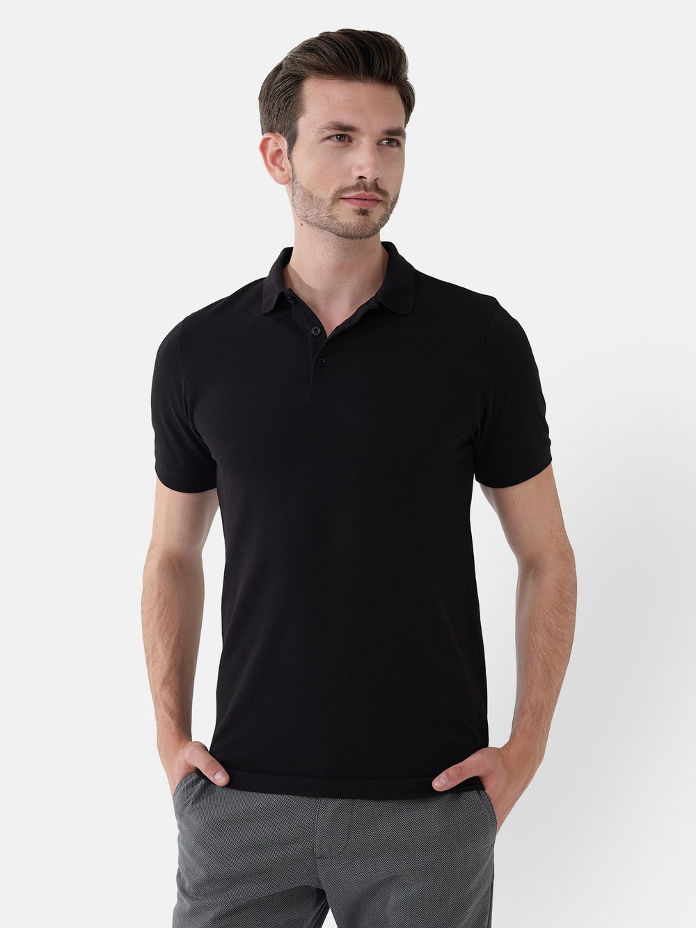 Steffen Klein Poloshirt Herren Baumwolle schwarz, S