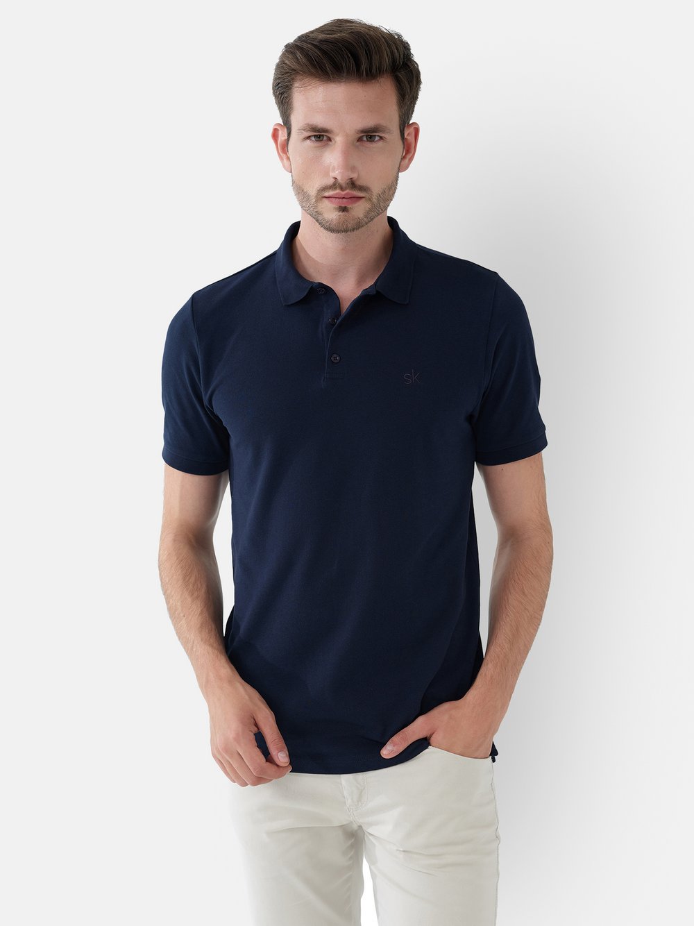 Steffen Klein Poloshirt Herren Baumwolle blau, XL