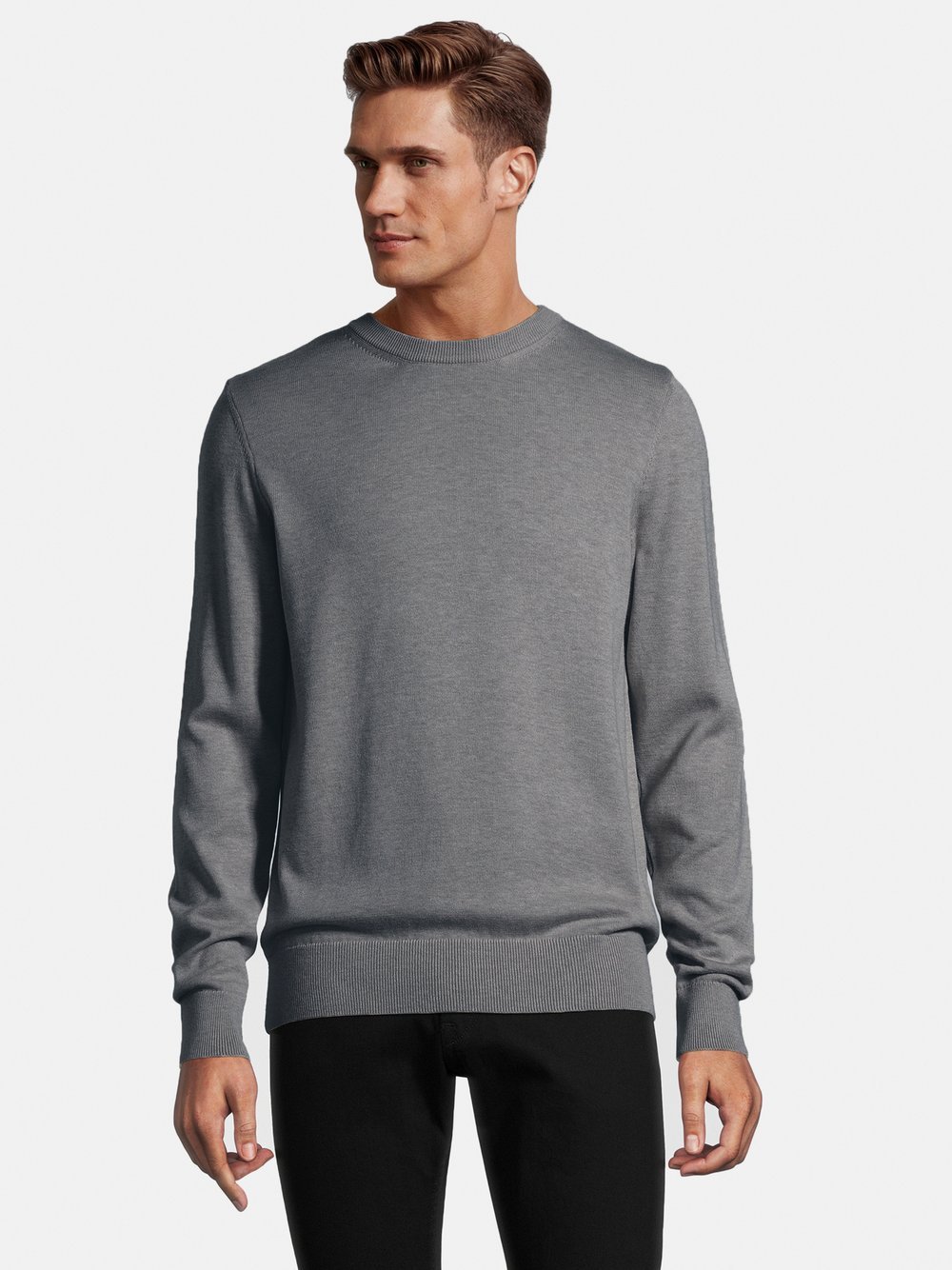 Steffen Klein Pullover Herren Baumwolle grau, XXL