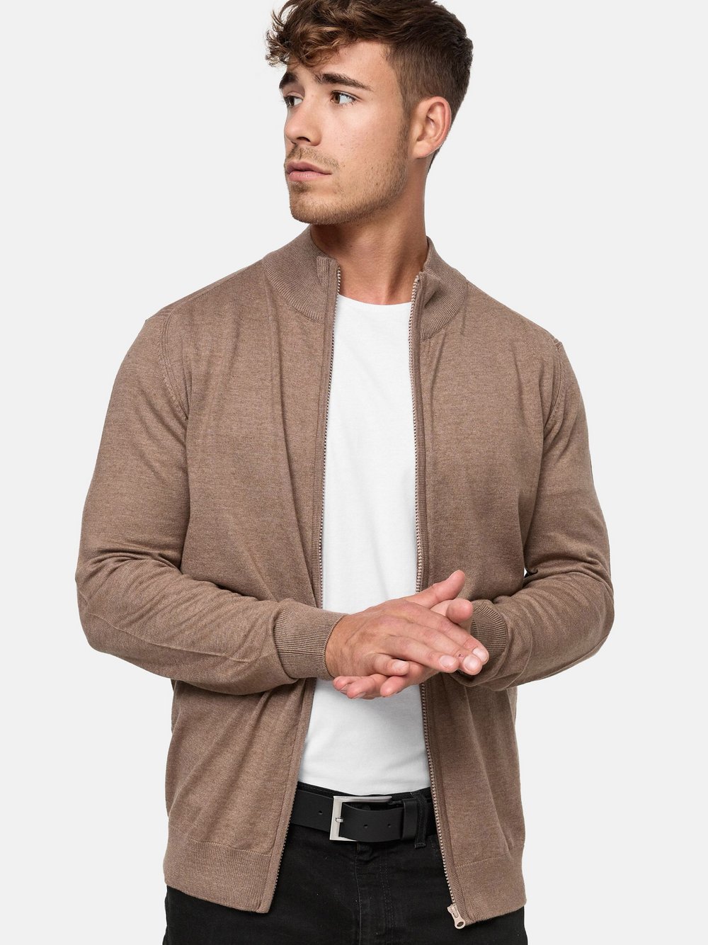 Indicode Strickjacke Herren Jersey beige, XXL