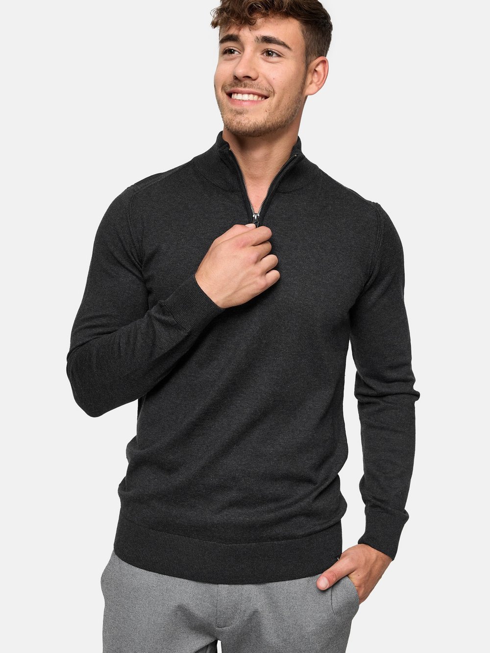 Indicode Strickpullover Herren Jersey grau, XXL