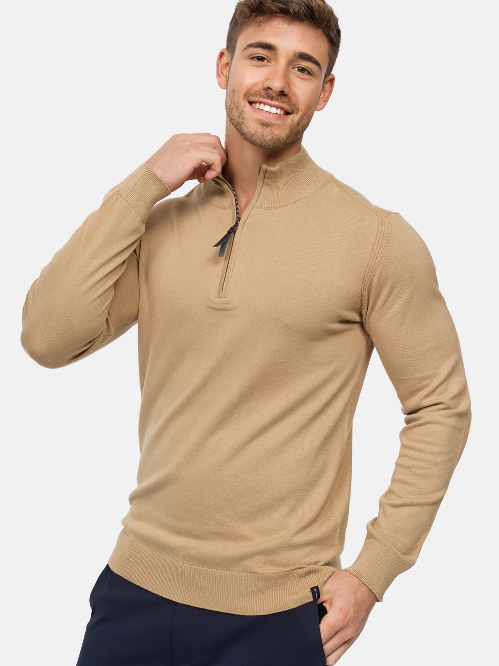 Indicode Strickpullover Herren Jersey beige, S