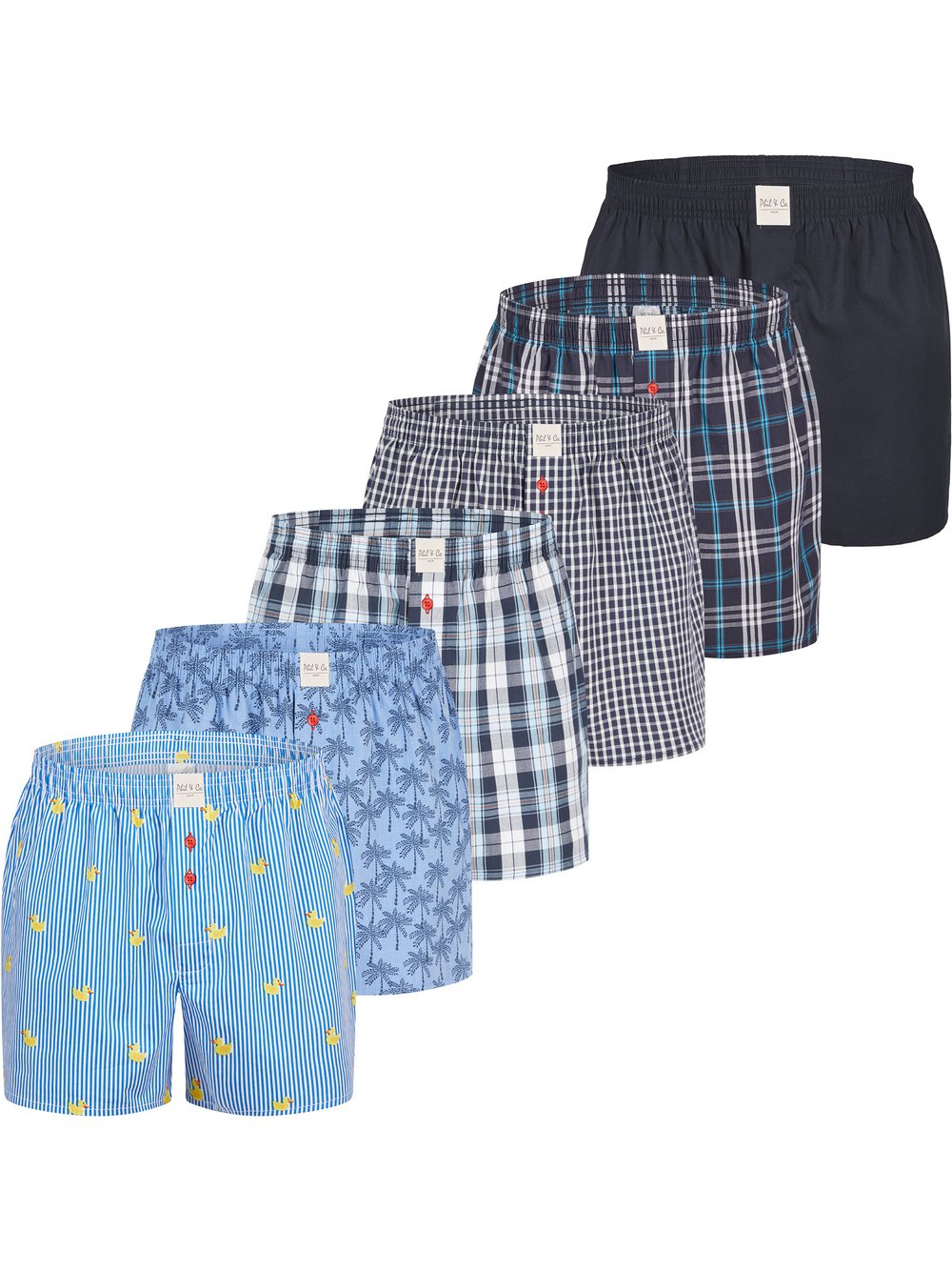 Phil & Co. Berlin Boxer Herren Baumwolle blau gemustert, L