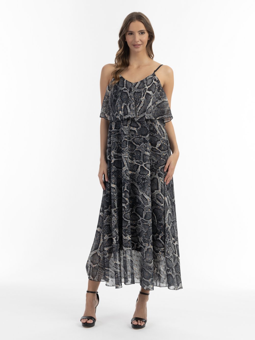 Faina Maxikleid mit Schlangenprint Damen schwarz gemustert, XS