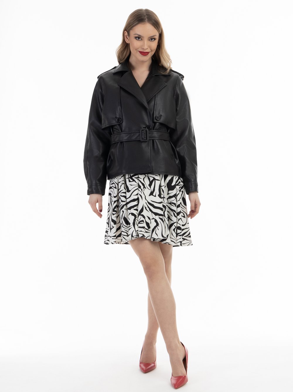 Faina Jacke aus Lederimitat Damen schwarz, M