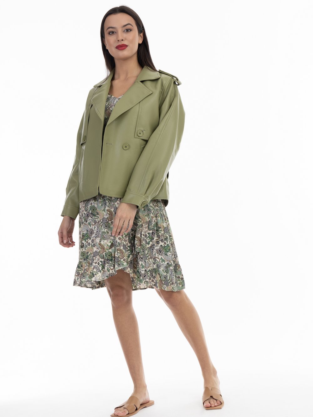 Faina Jacke aus Lederimitat Damen grün, L