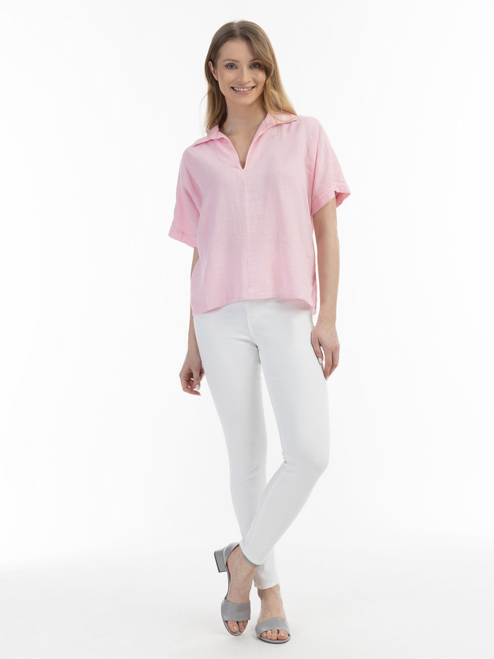 Usha Blusenshirt Damen Leinen rosa, M