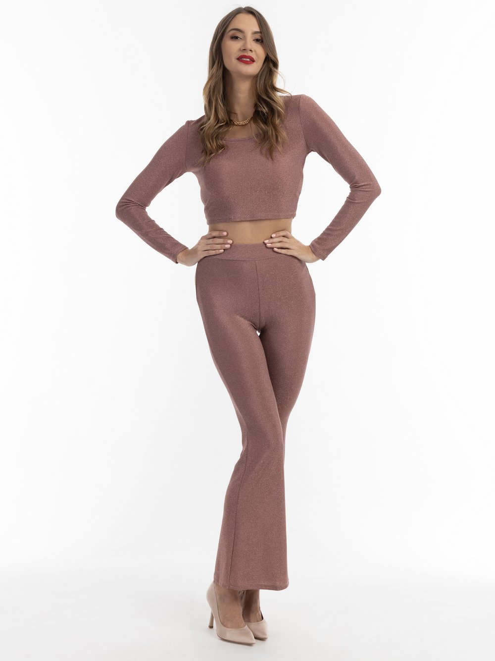 Faina Jersey-Hose mit Glanzgarn Damen Polyamid rosa, M