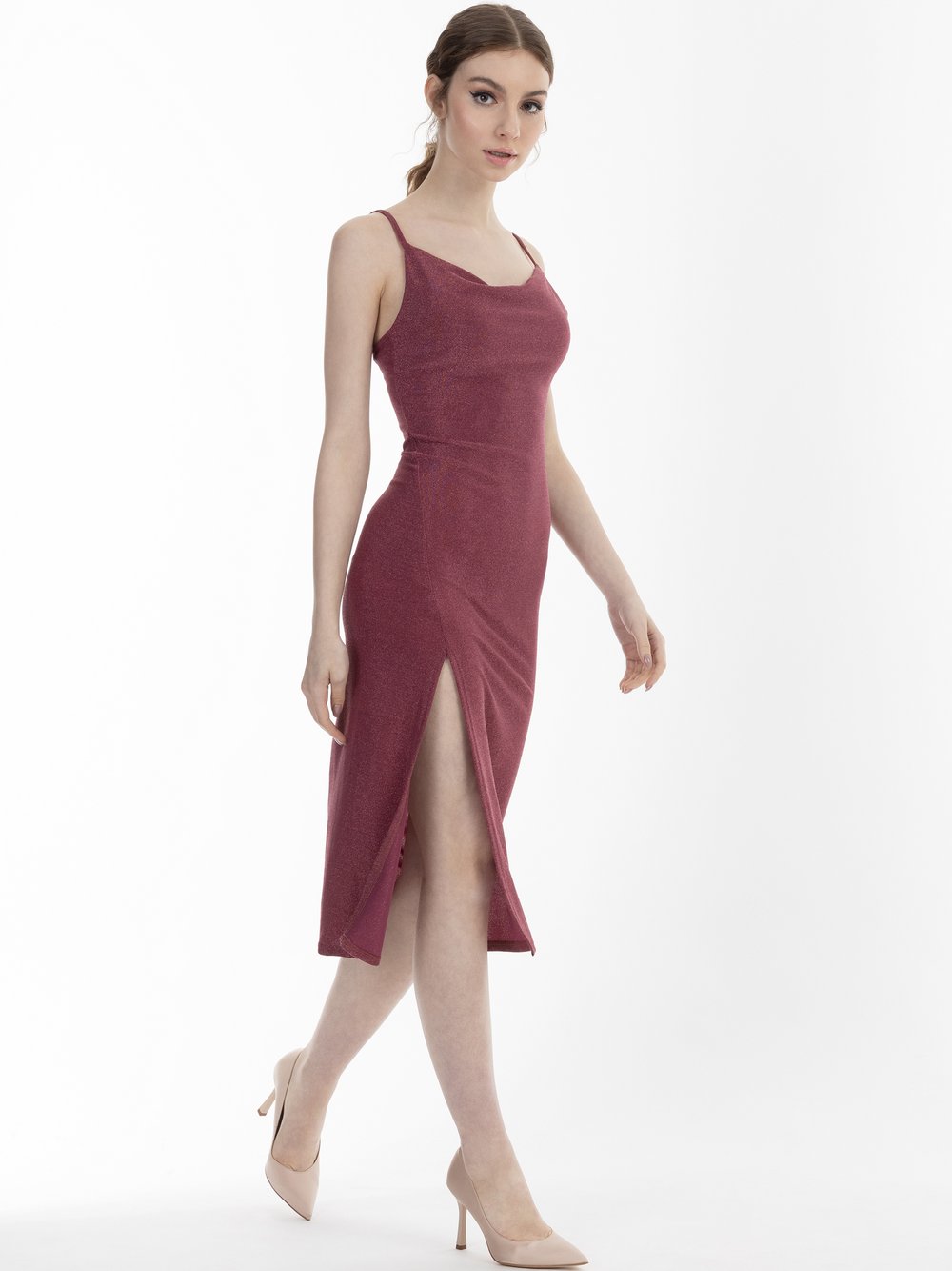 MyMo Trägerkleid midi Damen Polyamid rosa, XS/S