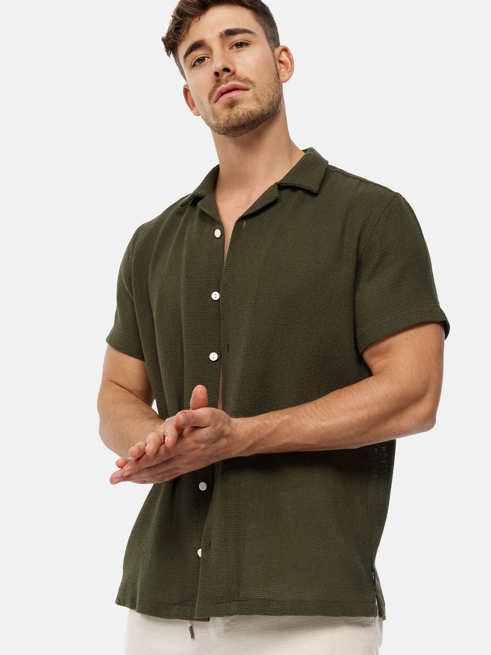 Indicode Hemd Kurzarm Herren Regular Fit grün, S