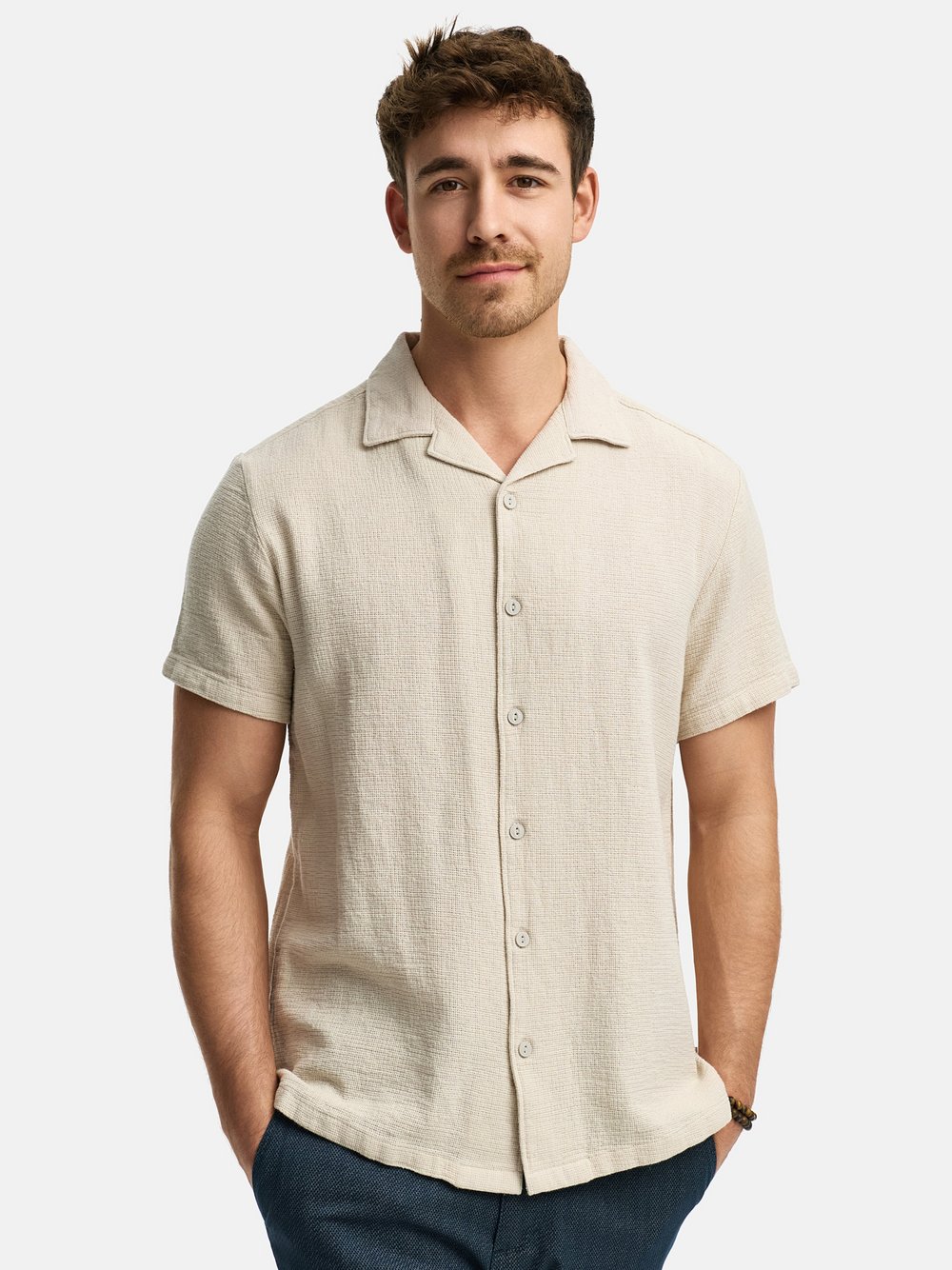 Indicode Hemd Kurzarm Herren Regular Fit beige, XXL