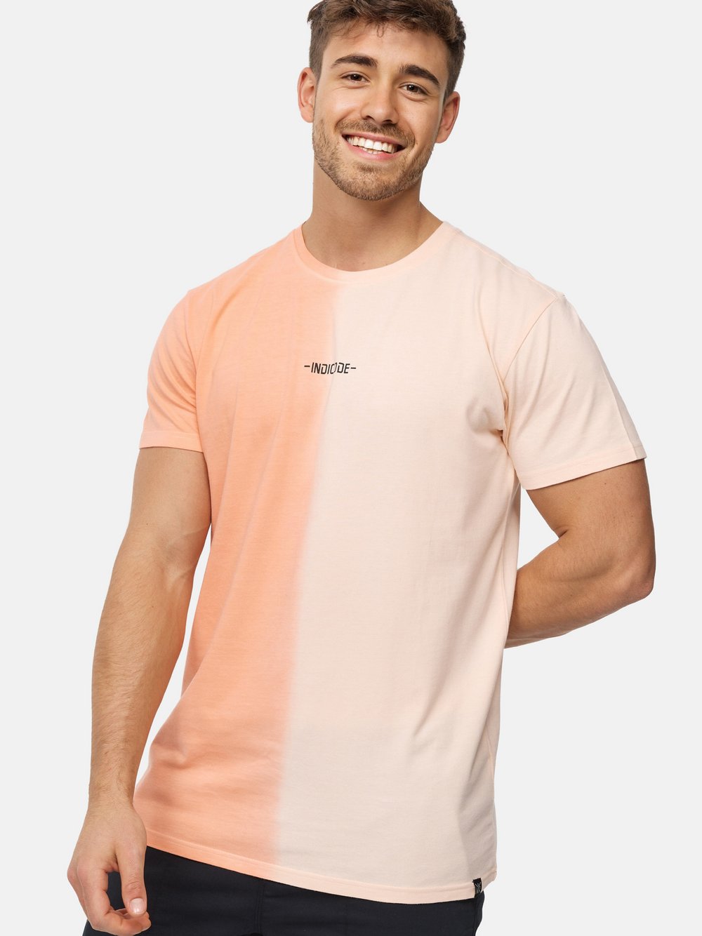 Indicode T-Shirt Herren Baumwolle orange gemustert, S