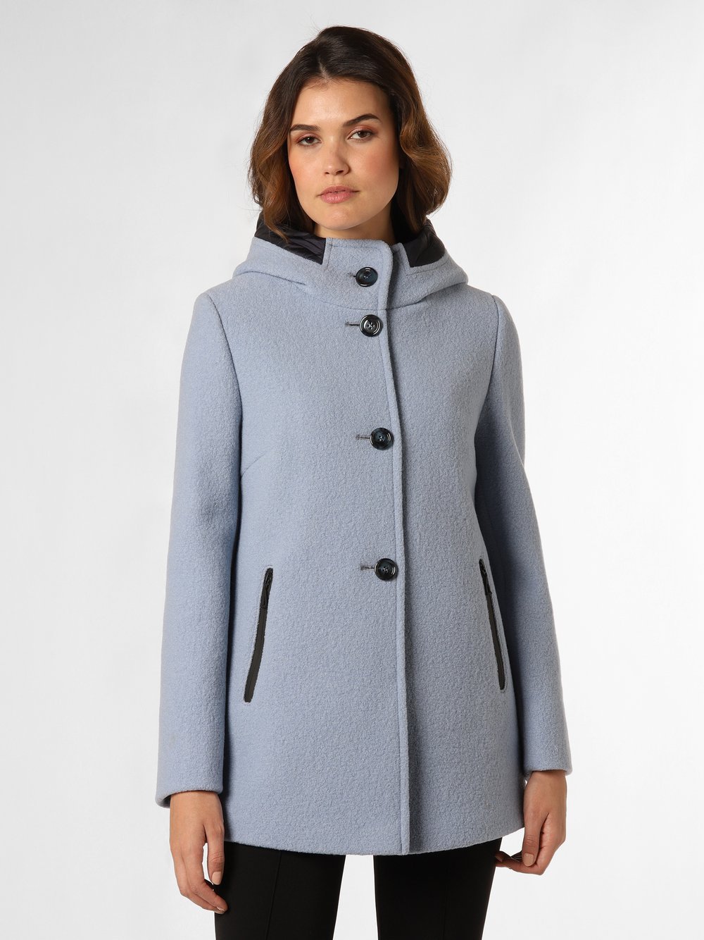 Gil Bret Damski krótki płaszcz Kobiety wełna ze strzyży niebieski jednolity, 34