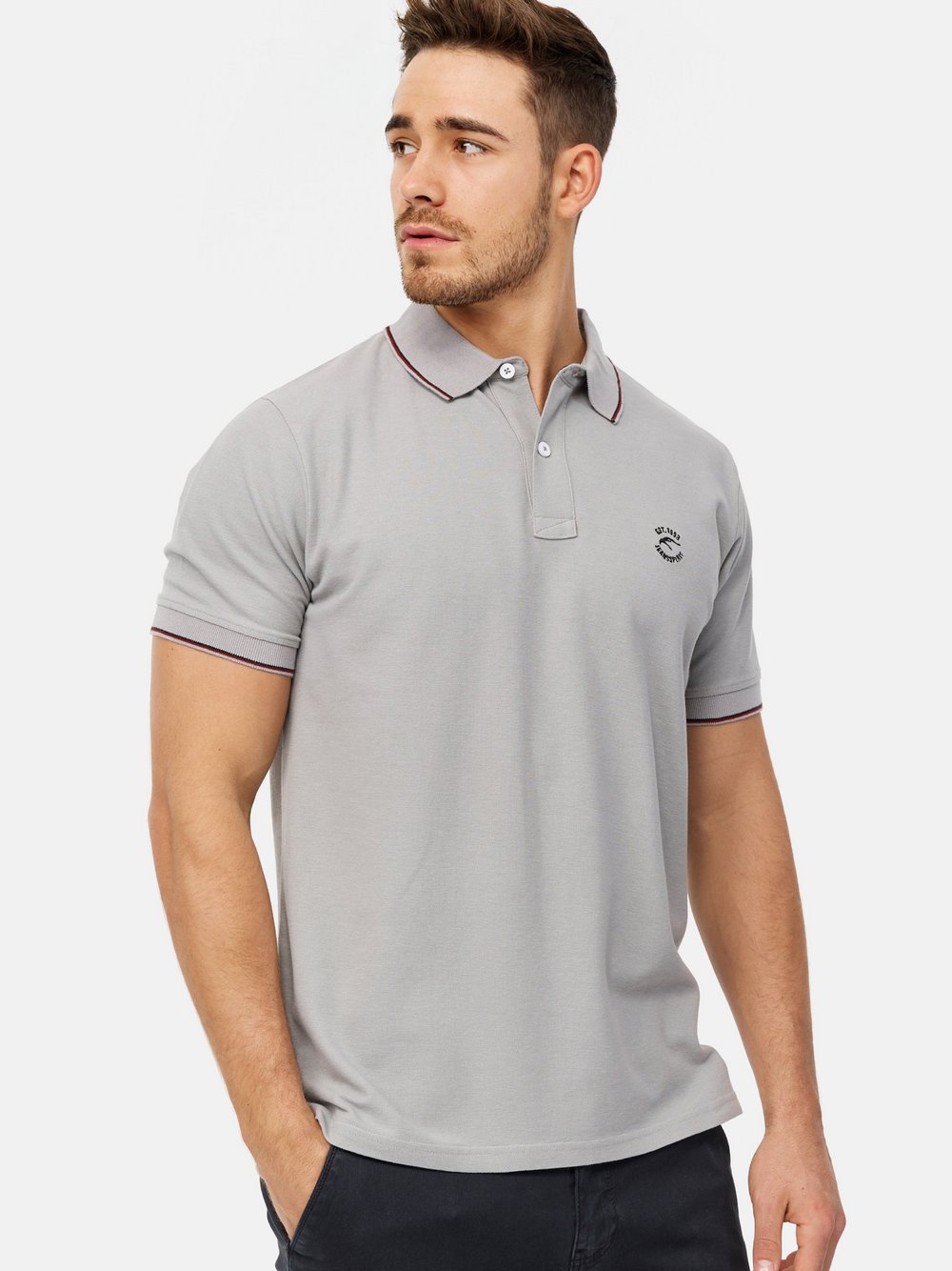 Indicode Poloshirt Herren Baumwolle grau, L