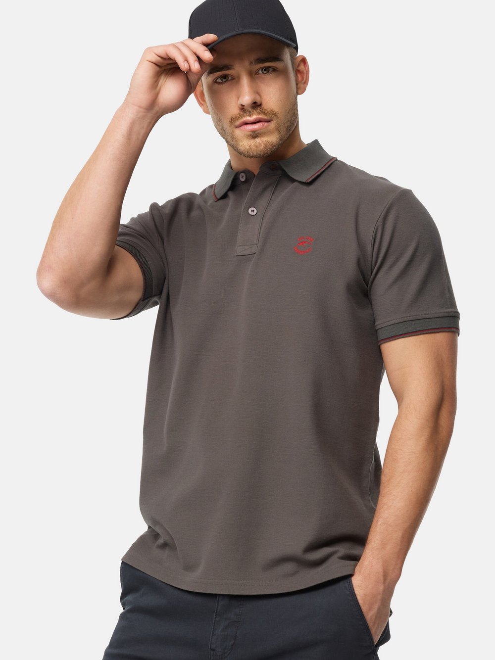 Indicode Poloshirt Herren Baumwolle grau, L