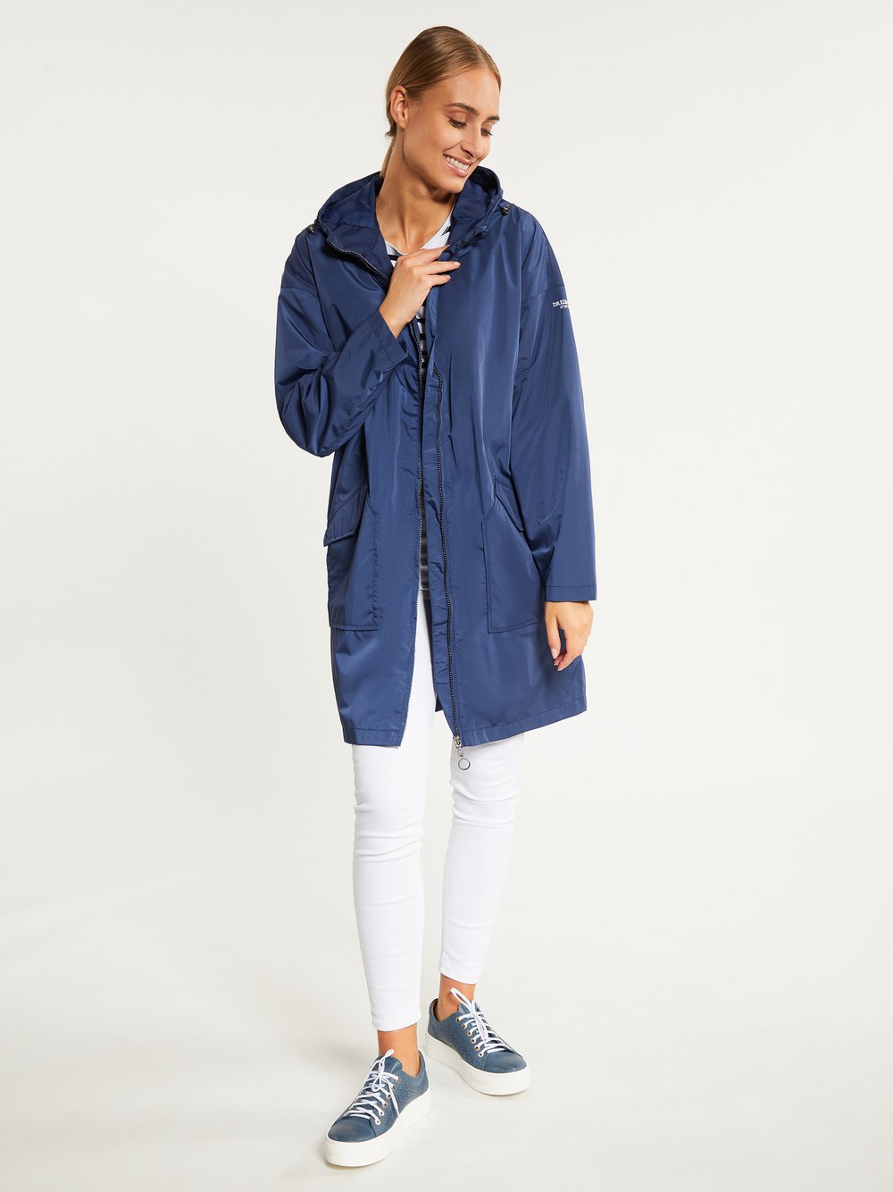 Dreimaster Übergangsmantel Damen blau, XL