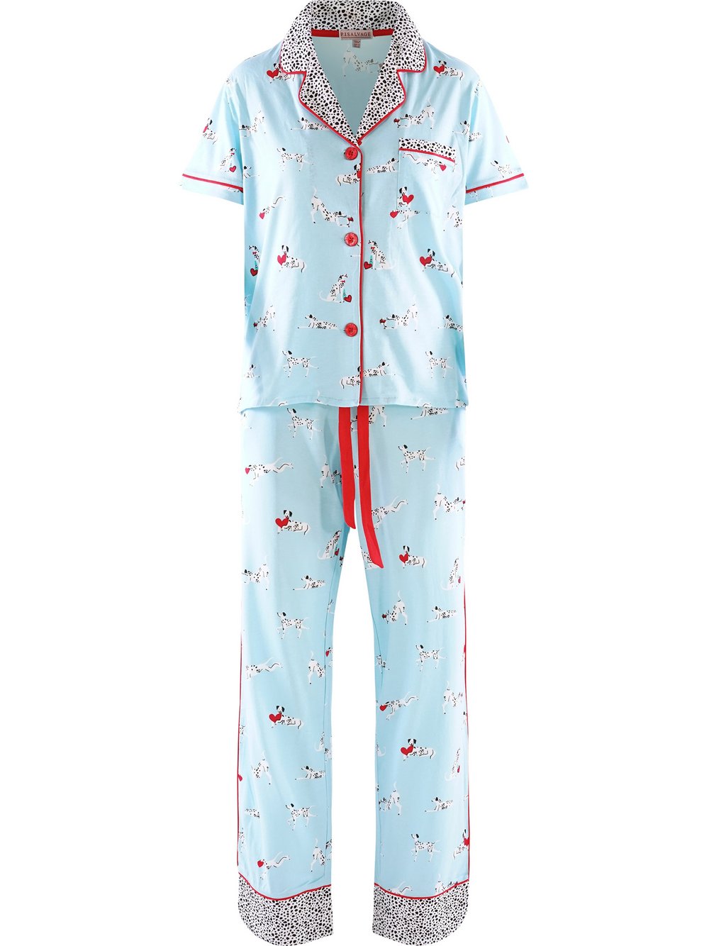 PJ Salvage Pyjama  Damen Jersey blau bedruckt, L