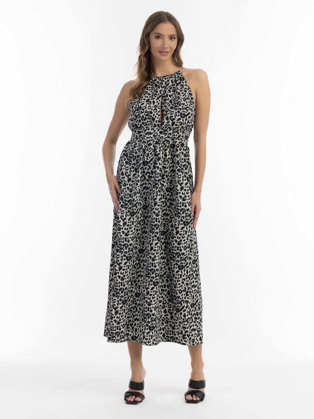 Faina Maxikleid mit Leoprint Damen grau gemustert, S