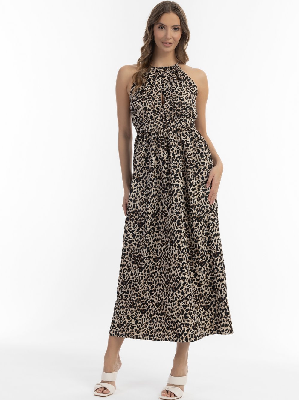 Faina Maxikleid mit Leoprint Damen beige gemustert, L