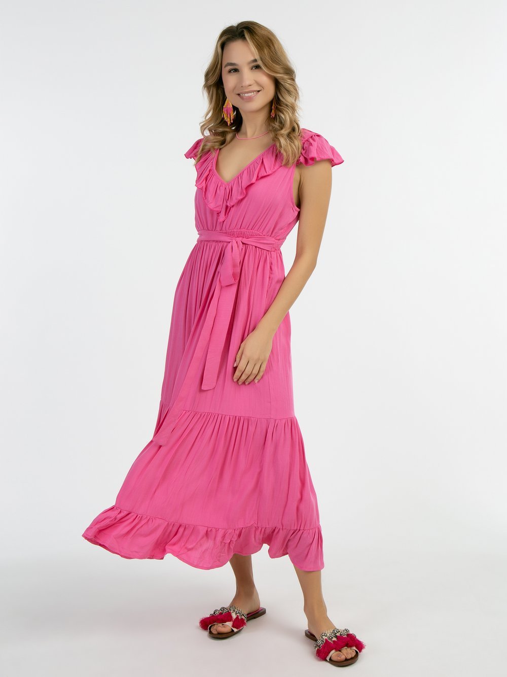 IZIA Maxikleid Damen Viskose rosa, M