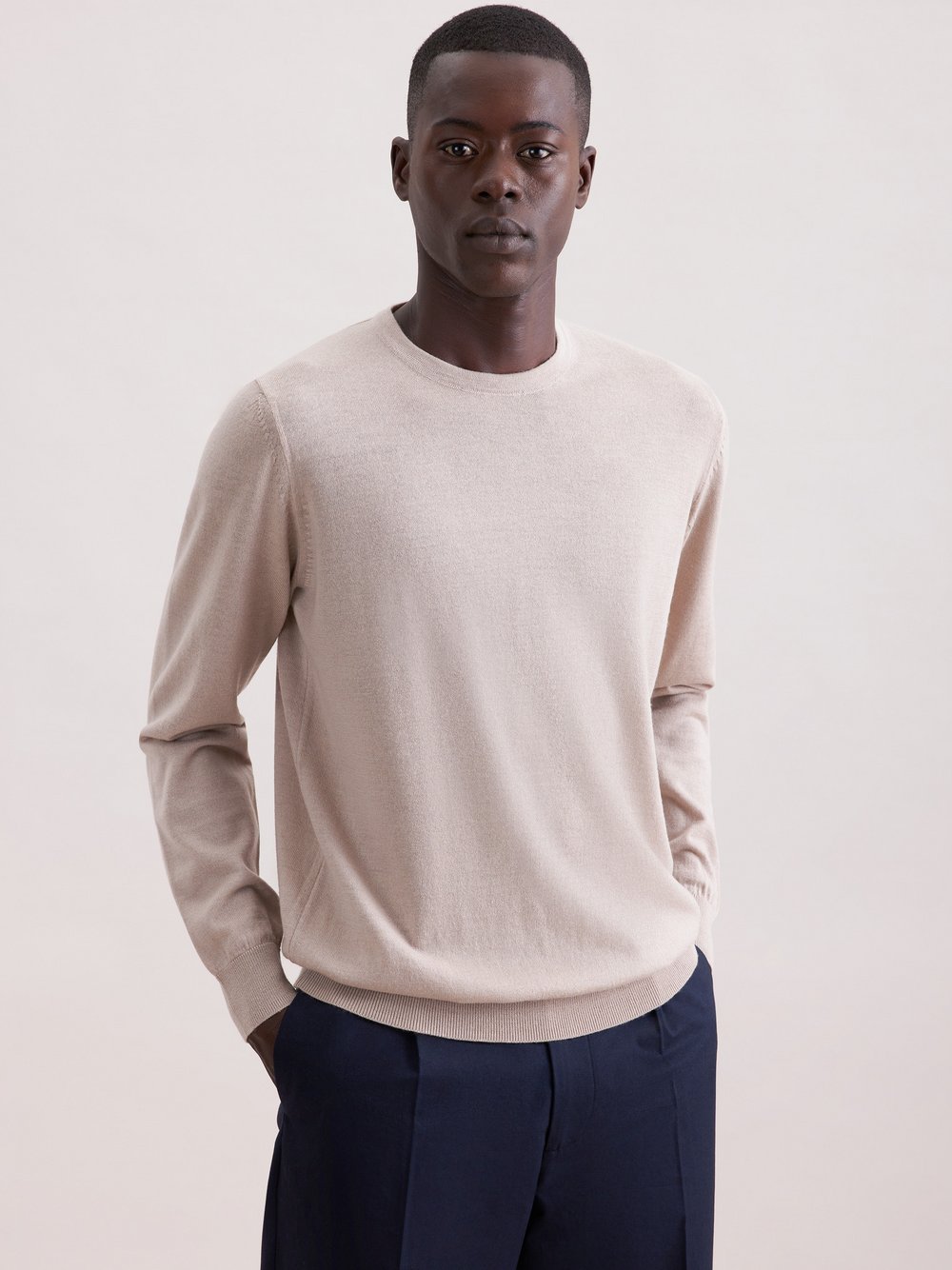 Seidensticker Pullover Herren Wolle beige, XXXL