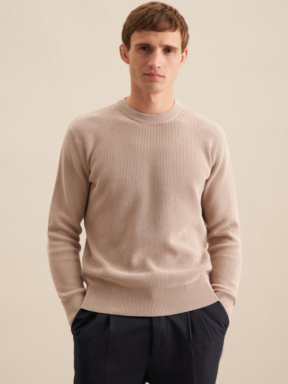 Thumbnail - Seidensticker Pullover Herren Baumwolle beige, M