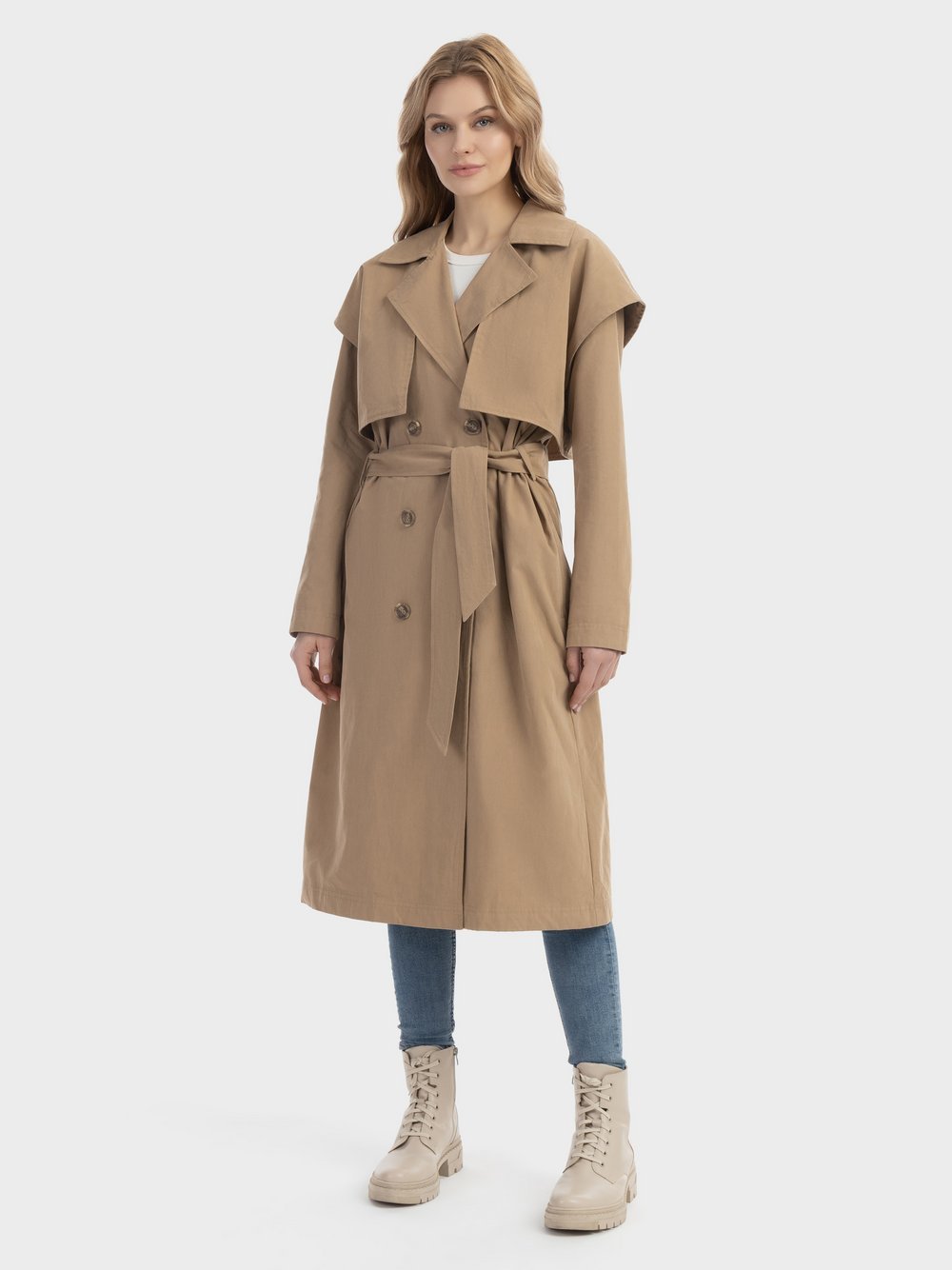 Dreimaster Trenchcoat Damen Baumwolle beige, XL