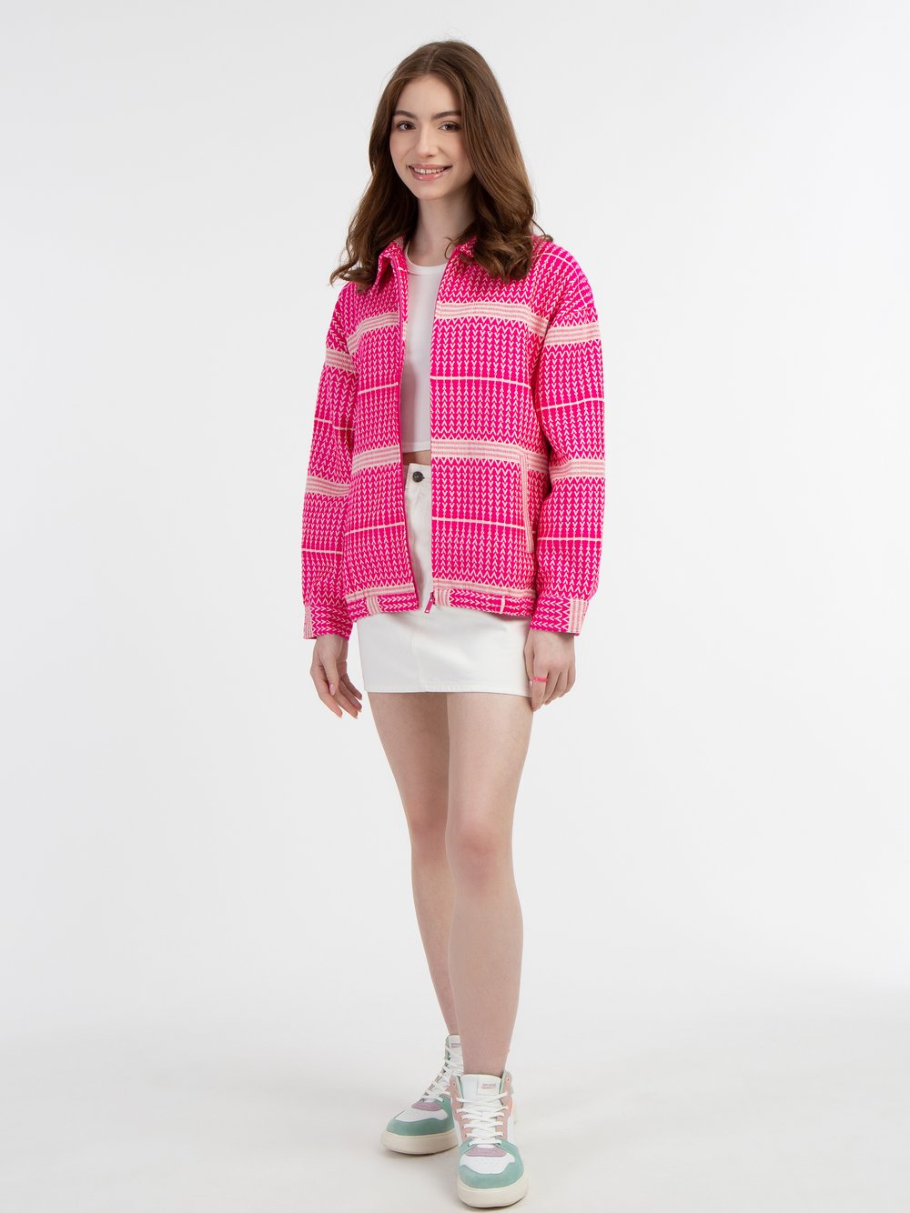 MyMo Oversize Blouson Damen Baumwolle rosa bedruckt, S