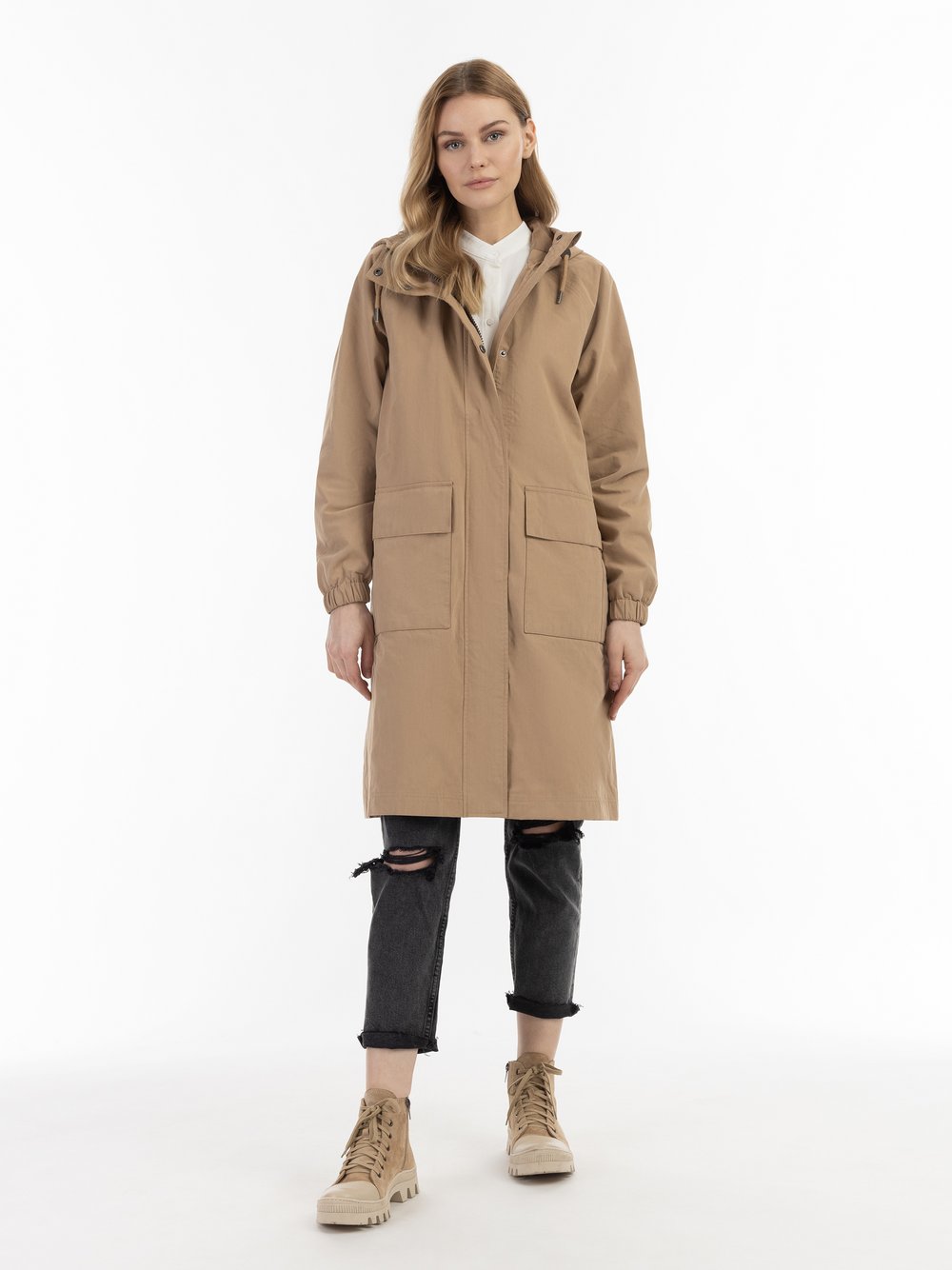 Dreimaster Leichter Baumwollparka Damen Baumwolle beige, L