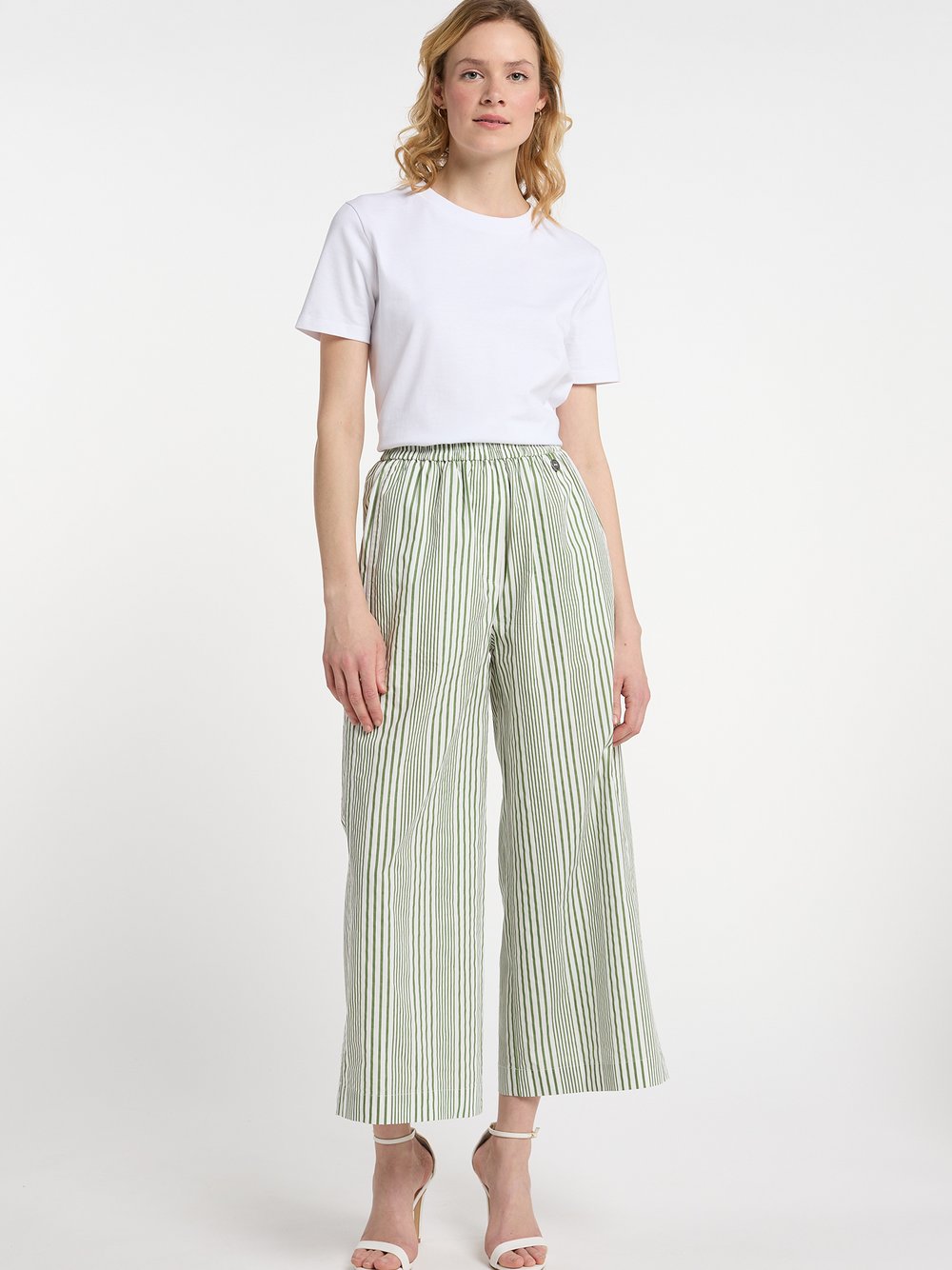 Dreimaster Culotte Damen Baumwolle grün gestreift, M