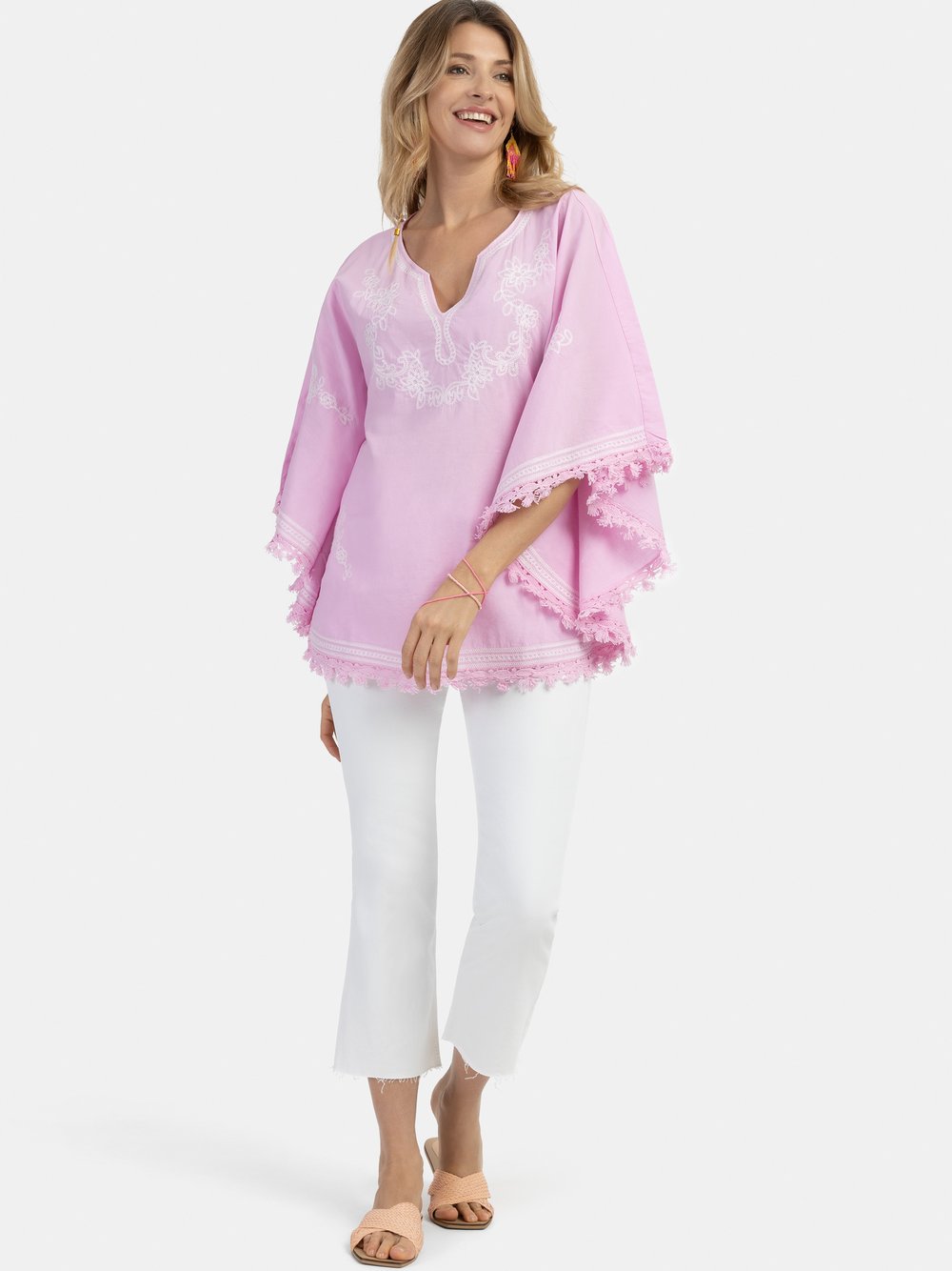 Usha Poncho Damen Baumwolle rosa, XL