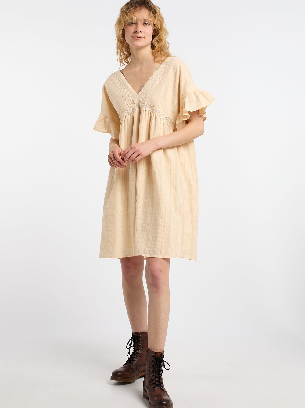 Dreimaster Kleid Damen Baumwolle beige, S