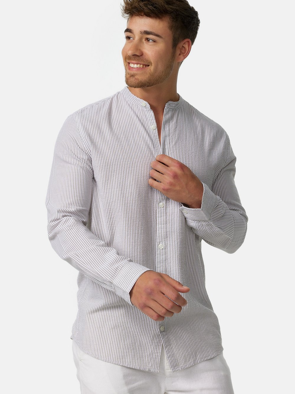 Indicode Langarmhemd Herren Regular Fit Baumwolle braun gestreift, XXL