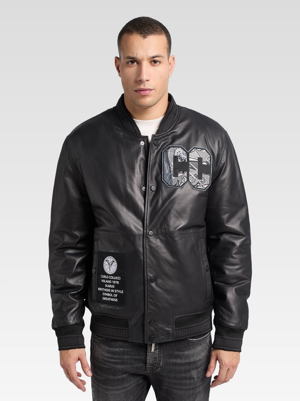 Carlo Colucci Lederjacke  Herren schwarz, 50