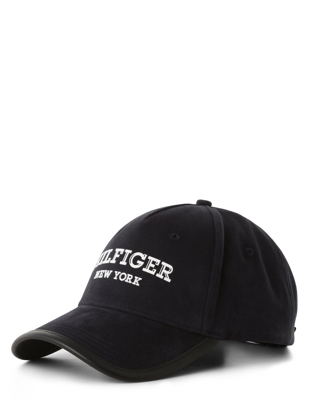 Tommy Hilfiger Cap mit Leder-Anteil Herren Baumwolle blau bedruckt, ONE SIZE