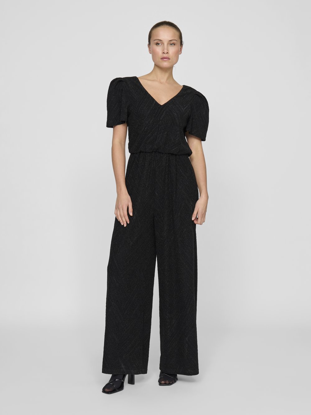 Vila Jumpsuit Damen Polyamid schwarz strukturiert, L