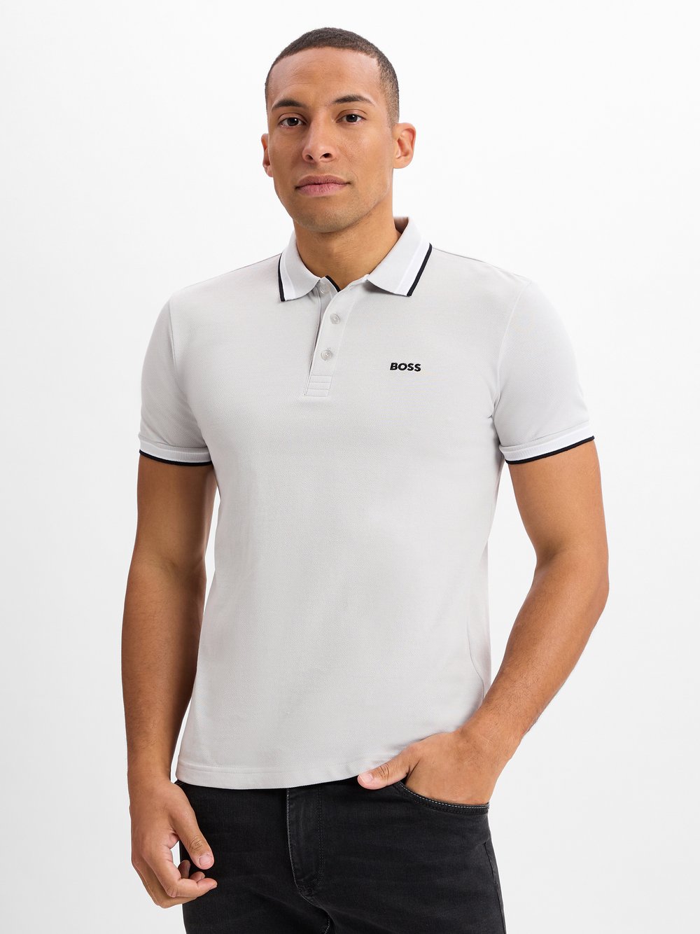 Thumbnail - BOSS Green Poloshirt Herren Baumwolle grau, M