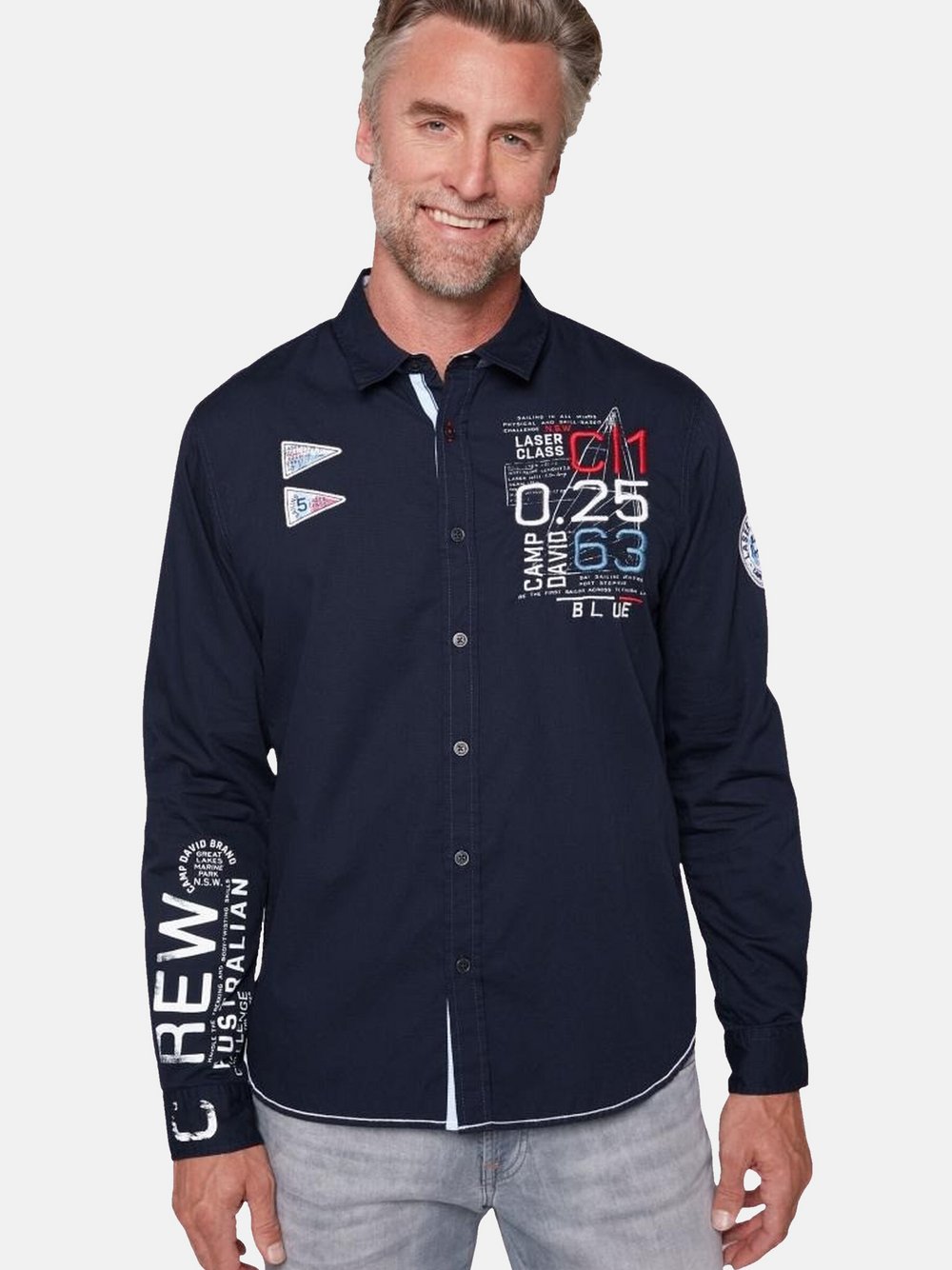 Thumbnail - Camp David Hemd Herren Regular Fit Baumwolle blau, S