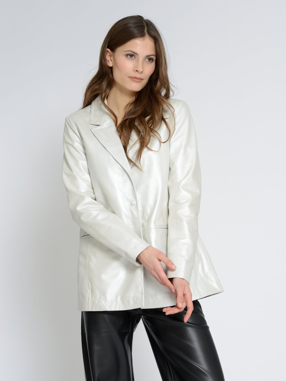 Maze Lederblazer Damen weiß, S