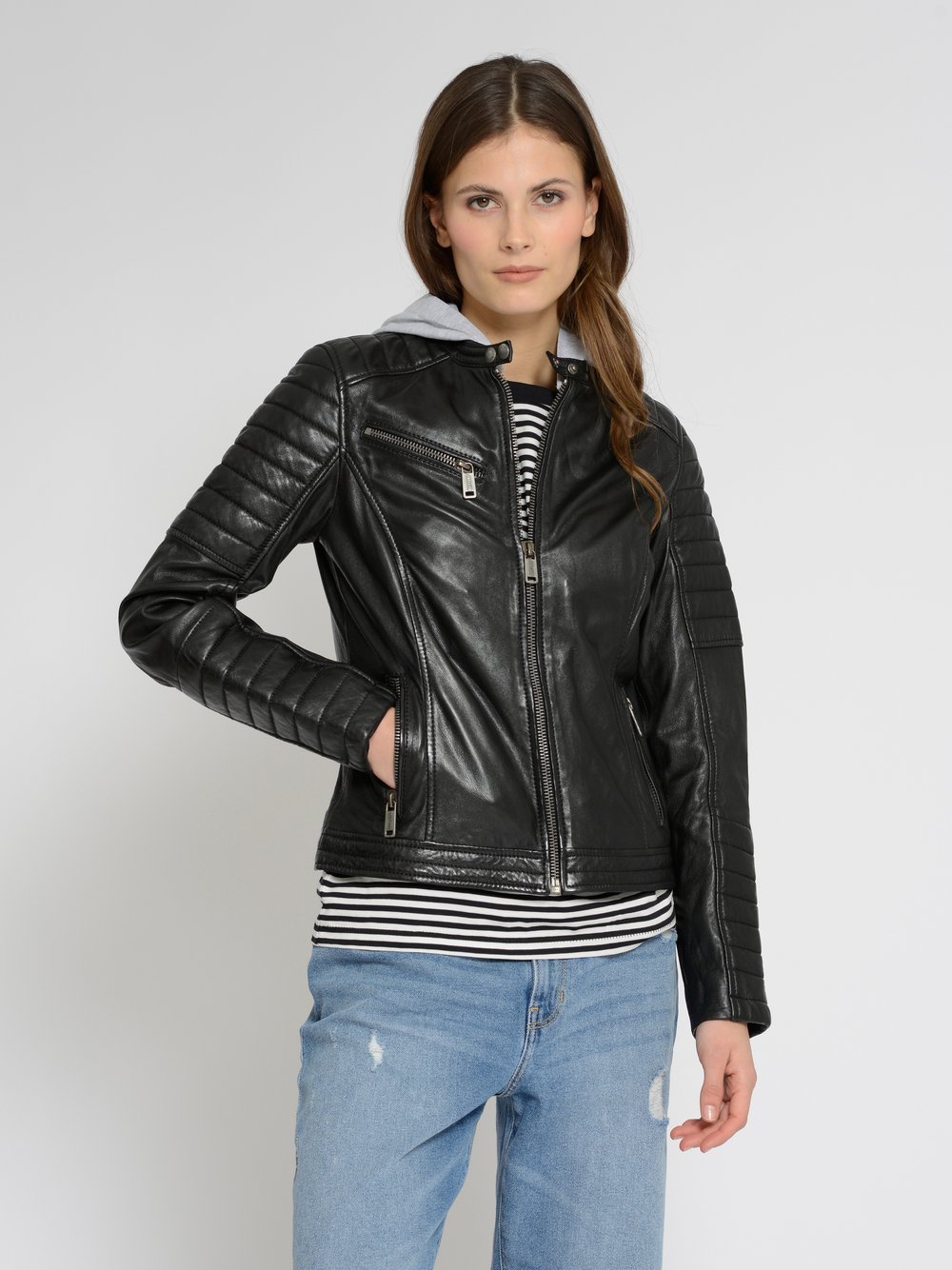 Mustang Lederjacke Damen schwarz, XXL