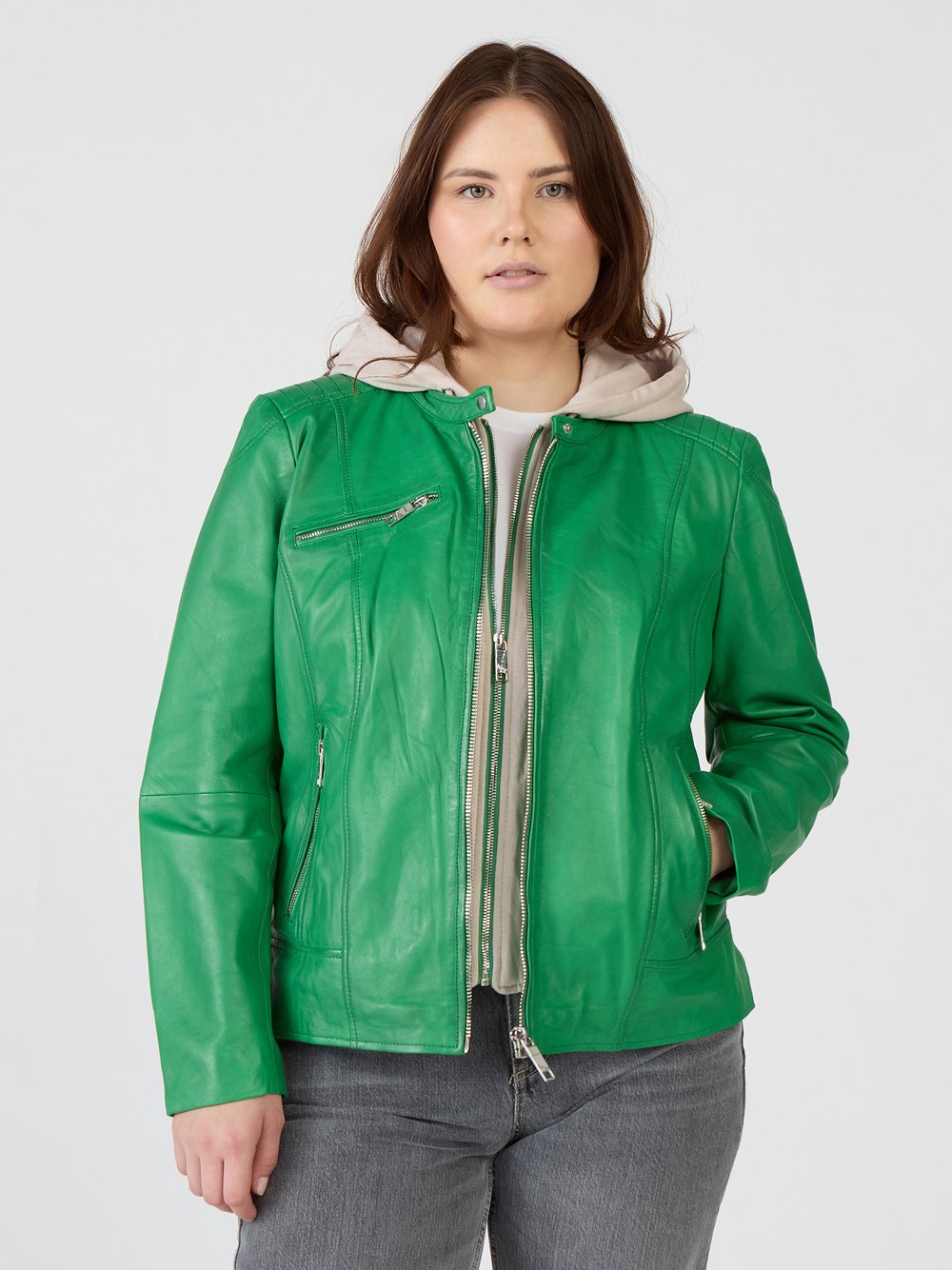 Thumbnail - Maze Lederjacke Damen grün, 44